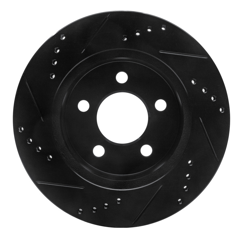 Jeep Wrangler Brake Rotor (1) - Front Right - R1 Concepts - Drilled & Slotted - Black - `99-`06